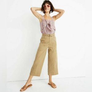 Madewell Utility Belted Wide Leg Canvas Cropped Pants Size 27